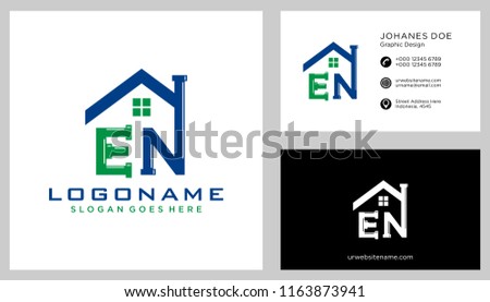 E N initial logo template vector