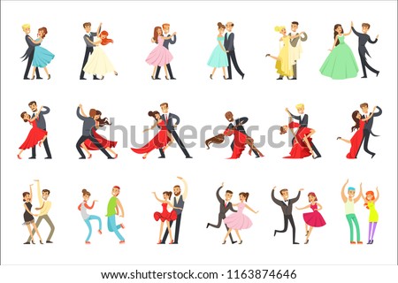 Professional Dancer Couple Dancing Tango, Waltz And Other Dances On Dancing Contest Dancefloor Set Royalty-Free Stock Photo #1163874646
