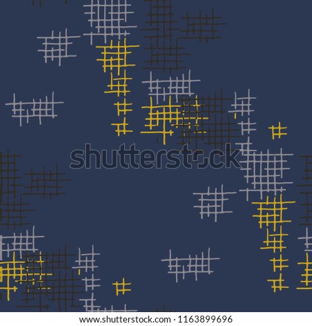 Grunge Seamless Lattice. Abstract Pattern. Retro Hand Drawn Texture with Scratched Crossing Lines. Colorful Vector Pattern for Dress, Paper, Tablecloth. Abstract Seamless Pattern.