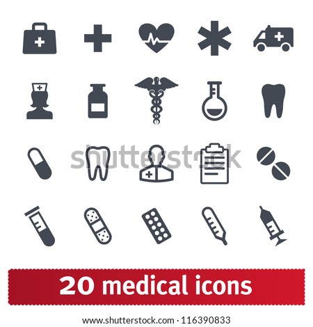 Medical icons: vector set of health and medicine