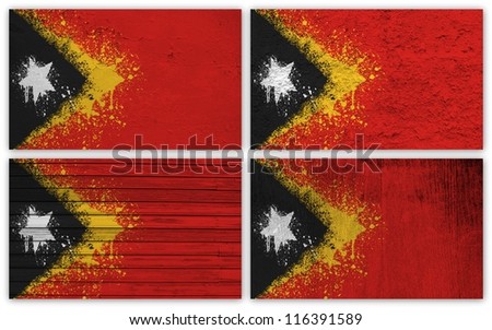 Collage of East Tim or flag with different texture backgrounds