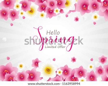 Spring Sale Vector background with beautiful flower for banner, flyer, Invitation, poster, brochure, discount, sale