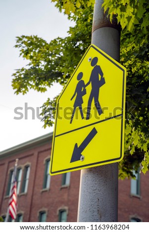 School Cross Walk Sign in Town