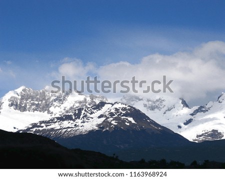 Views of snow peaks and glaciers of Andes mountains, Patagonia
