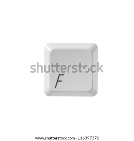 The letter F from a white computer keyboard