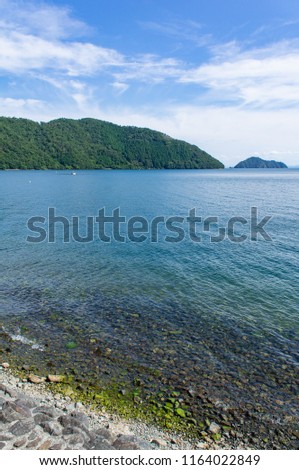 Waterscape of northern Biwa lake in Shiga, Japan