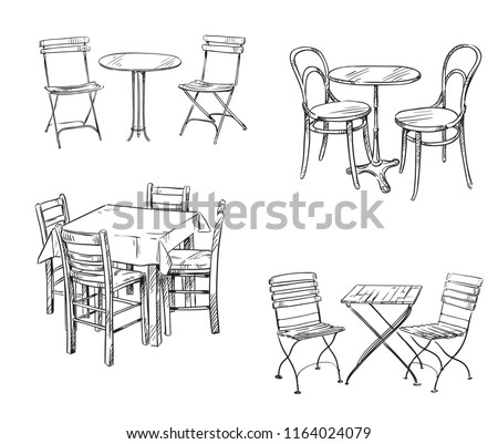 Sets of tables and chairs. Furniture sketch.  Royalty-Free Stock Photo #1164024079