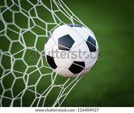 soccer ball in net Royalty-Free Stock Photo #116404927