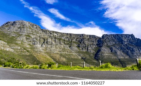 Table mountain and a driving road, Cape Town, South Africa