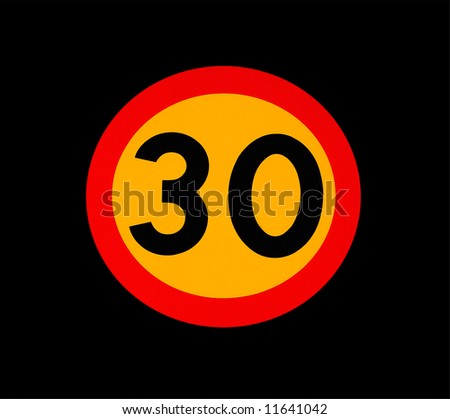 red and yelllow 30 traffic speed limit sign