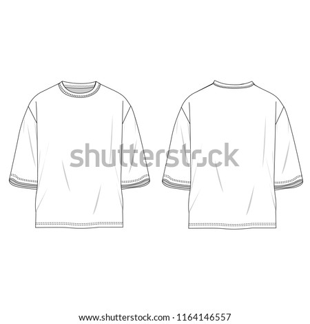 Oversized White T-shirt template using for fashion cloth design and accessories for designer to make mock up or blue print in company. Royalty-Free Stock Photo #1164146557