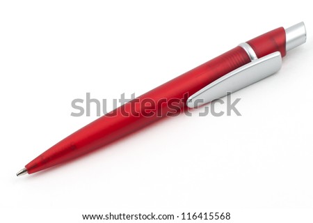 Automatic red ballpoint pen on a white background Royalty-Free Stock Photo #116415568