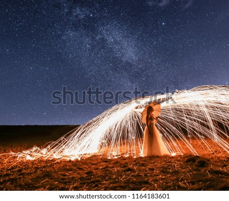 art of lights and steel wool photography Royalty-Free Stock Photo #1164183601