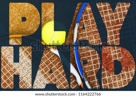 tennis banner text concept design. text over the tennis rackets on court
