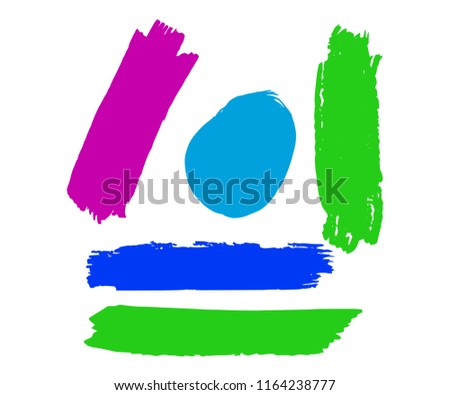 Set of Hand Painted Blue Brush Strokes. Vector Grunge Brushes. Vector Frame For Text Modern Art Graphics For Hipsters. Dirty Artistic Creative Design Elements. Perfect For Logo, Banner.