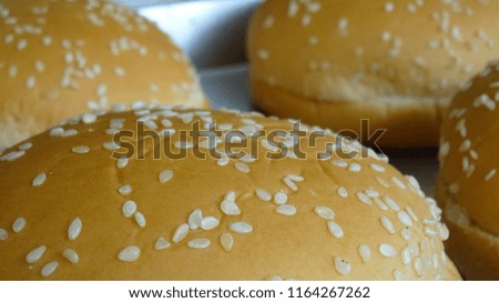 burger bun with sesame seed on top close up