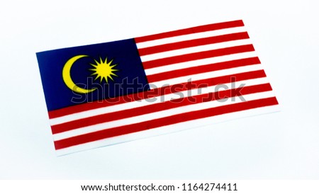 Malaysian flag on white isolated background.