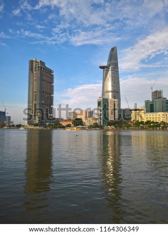 High building and skyscraper in center of Ho Chi Minh city. Royalty high quality free stock image of Ho Chi Minh City with development buildings. Ho Chi Minh city is the biggest city in Vietnam
