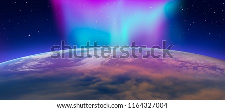 Northern lights aurora borealis over planet Earth "Elements of this image furnished by NASA"