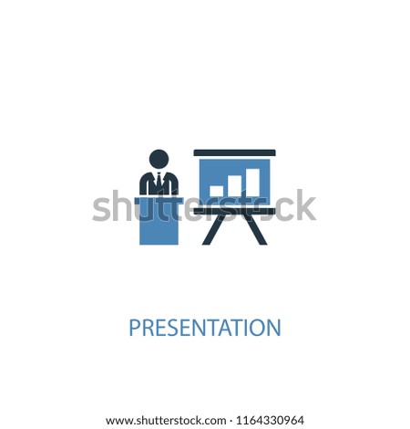 Presentation concept 2 colored icon. Simple blue element illustration. Presentation concept symbol design from Digital marketing set. Can be used for web and mobile UI/UX
