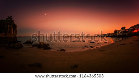 Sunset at Cascais beach in Portugla