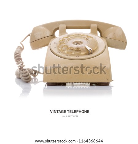 Vintage telephone isolated on white background.