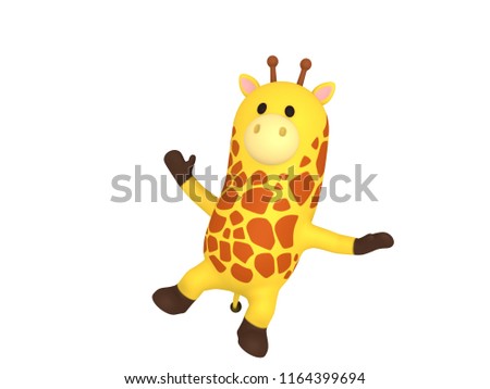 Falling giraffe in 3D rendering.