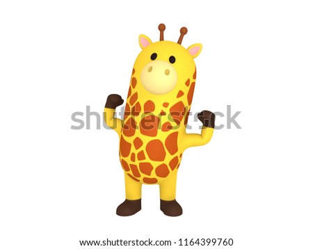 Flexing giraffe in 3D rendering.