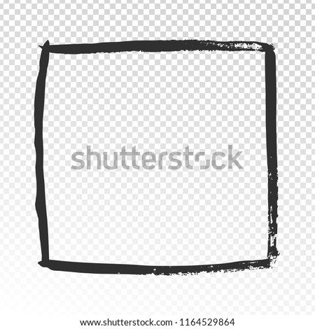 Grunge square frame. Black brush strokes cadre, watercolor paint brushes label design or doodle squared shape hand drawn scribble rectangular photo frames vector template Royalty-Free Stock Photo #1164529864