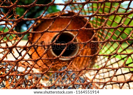 Close up, Rusty Grille of Pump Suction Pipe.