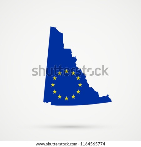 Yukon map in European Union (EU) flag colors, editable vector.