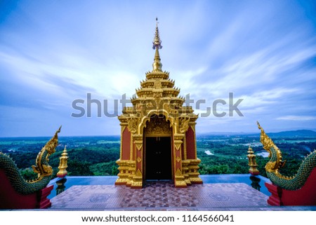 The  beautiful temple in thailand
At the top of the mountain