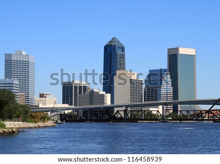 Jacksonville Florida Skyline, along the St Johns River