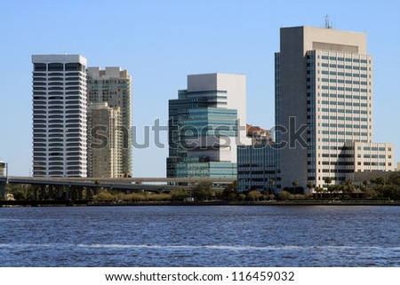 Jacksonville Florida Skyline, South bank, across the St Johns River