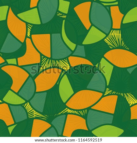 Seamless pattern. Children's colored pattern consisting of sloppy broken ovals against the background of the square suns.