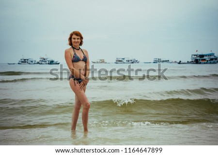 A girl on the beach of Bai Sao in Vietnam.