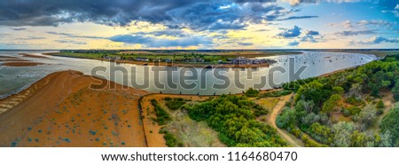 Bawdsey Beach, Suffolk - River Debden outlet and old Felixstowe marina Royalty-Free Stock Photo #1164680470