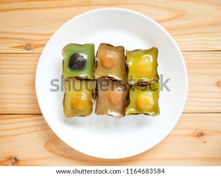Nian gao or Chinese New Year's cake (rice cake) made from glutinous rice with various fillings