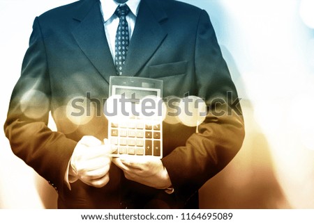 Double exposure of young business and financial concept.