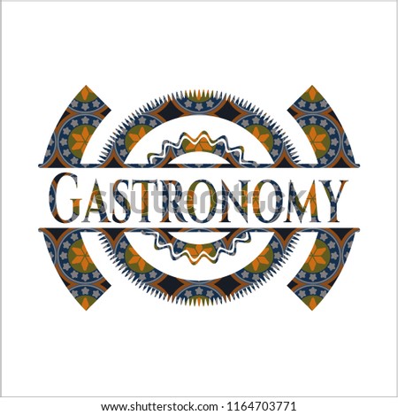 Gastronomy arabesque emblem background. arabic decoration.