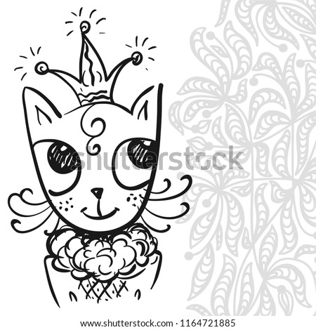 Cute cat princess. Vector illustration