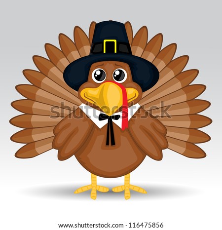 Cute cartoon Thanksgiving turkey
