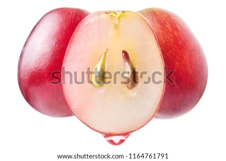 Grape seed oil. Grape juice drop. Clear piece. Slice of grapes Royalty-Free Stock Photo #1164761791