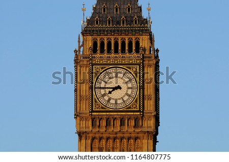 Big Ben, the world famous clock on the Houses of Parliament in London. Officially renamed as Elizabeth Tower this image was taken in 2012 before renovations to the tower.