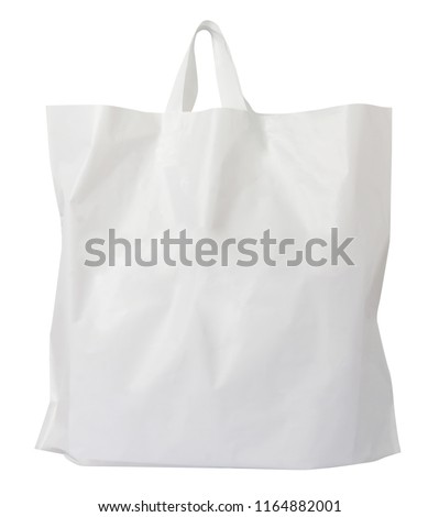 White plastic bag shopping isolated on white background, clipping path