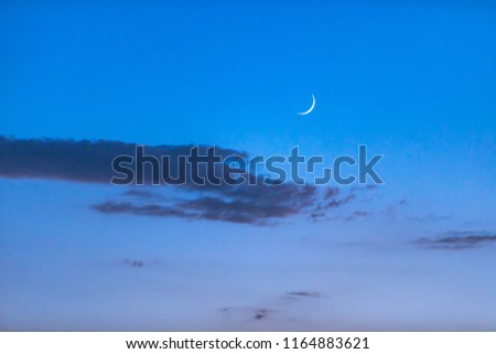 Sky moon, crescent moon, cloud background