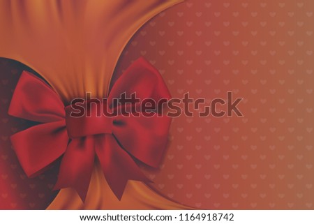 Greeting card vintage with Red bow on yellow space for text and message design background. vector and illustration.