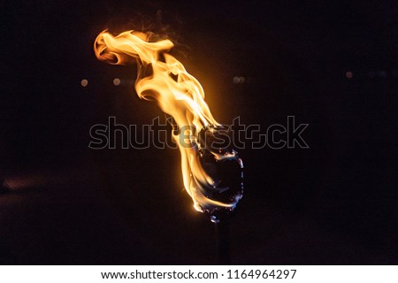 Burning Torch in the Night . at black background Royalty-Free Stock Photo #1164964297