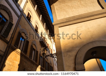 Florence streets near landmark bridge Ponte Vecchio