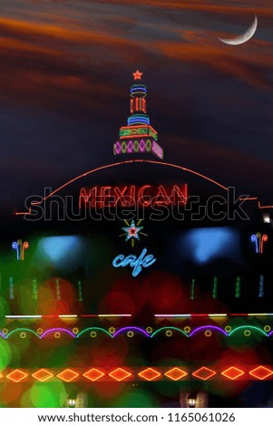 Neon photo Composite Mexican Restaurant at Sunset